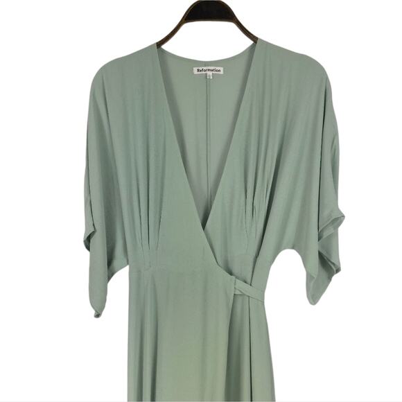 Reformation Winslow Maxi Wrap Dress in Celadon - Picture 6 of 13